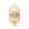 Triangular strip glass crystal gold wall lamp